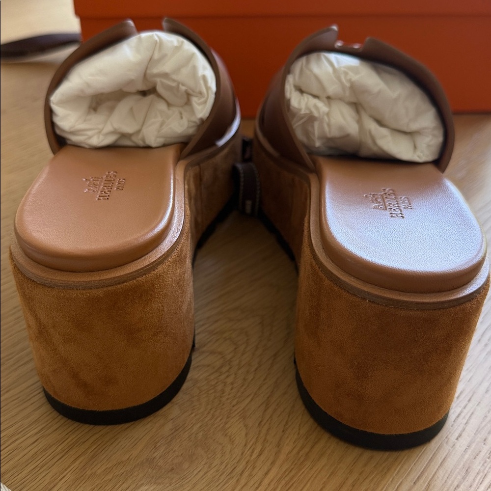 100% AUTHENTIC HERMES EZE 30 PLATFORM SANDALS - Picture 8 of 8